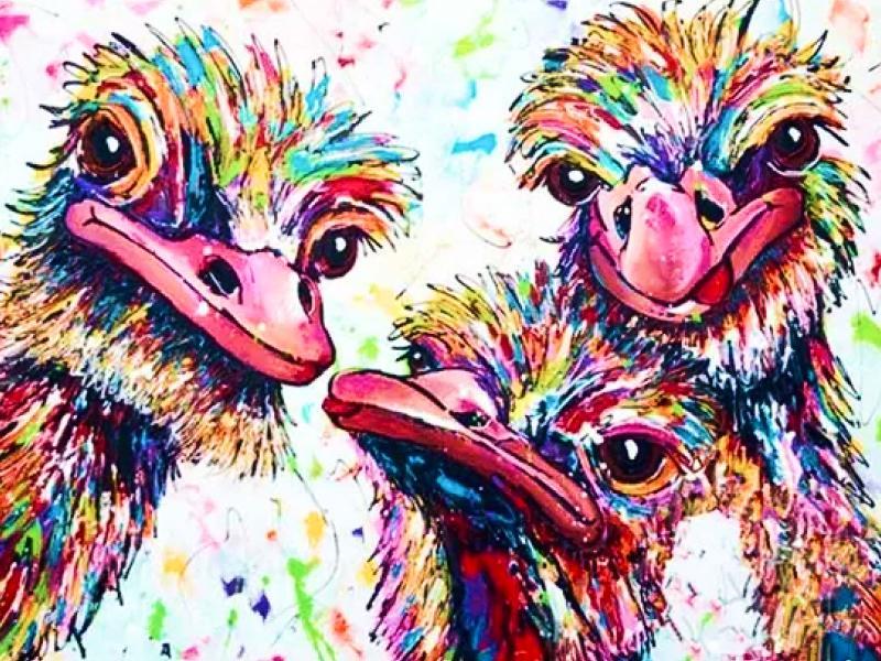 Sonhar com Avestruz Colorido